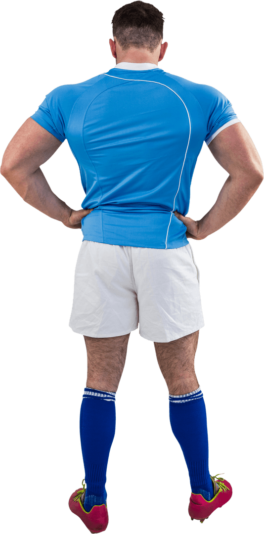 Transparent View of Rugby Player Standing Confidently