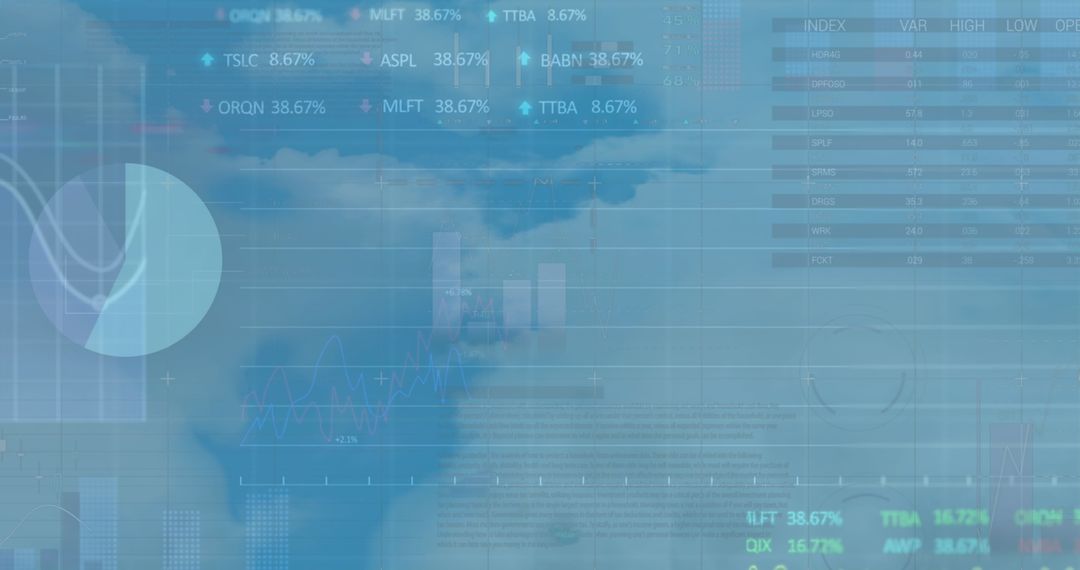 Futuristic Digital Analytics Dashboard With Trend Charts and Data