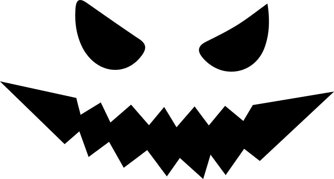 Spooky Face with Jagged Grin on Transparent Background