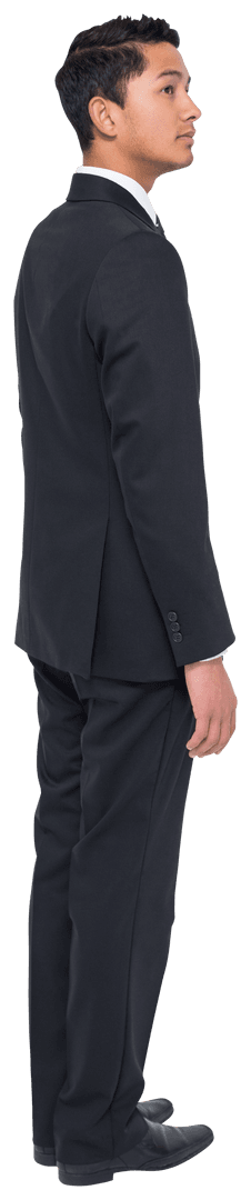 Transparent Isolated Biracial Businessman in Suit Facing Sideways