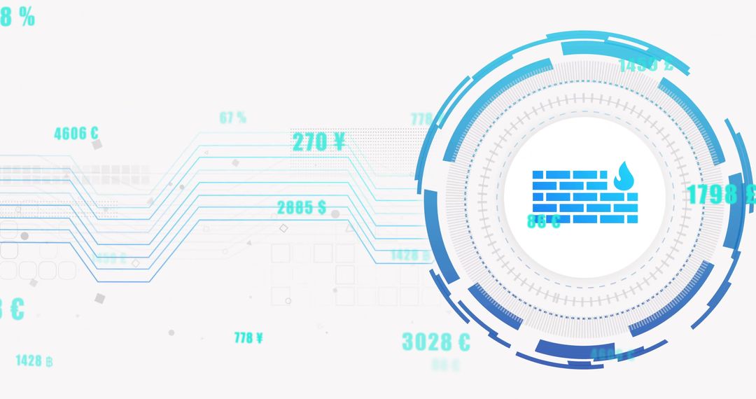 Digital Interface with Firewall Icon and Circuit Paths