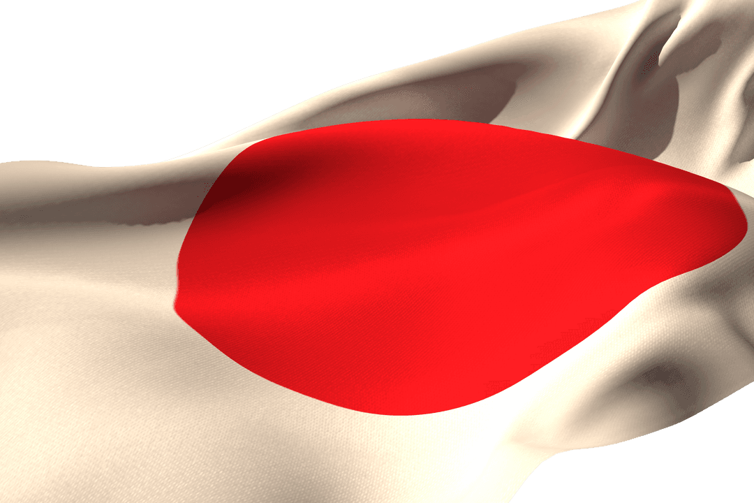 Transparent Japanese Flag Waving with Sun Symbol