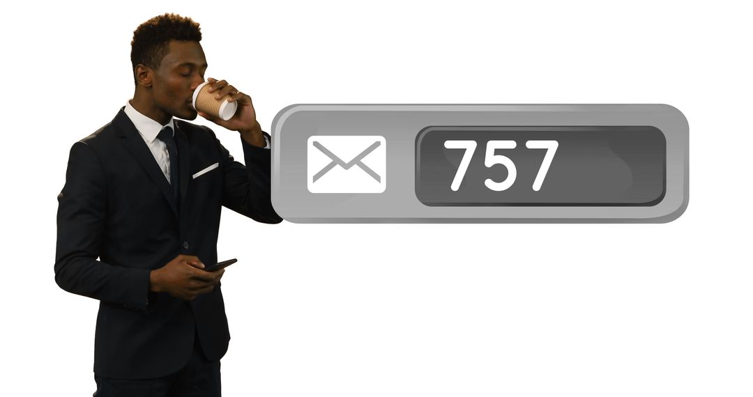 Businessman Multitasking Messaging with Growing Inbox Number