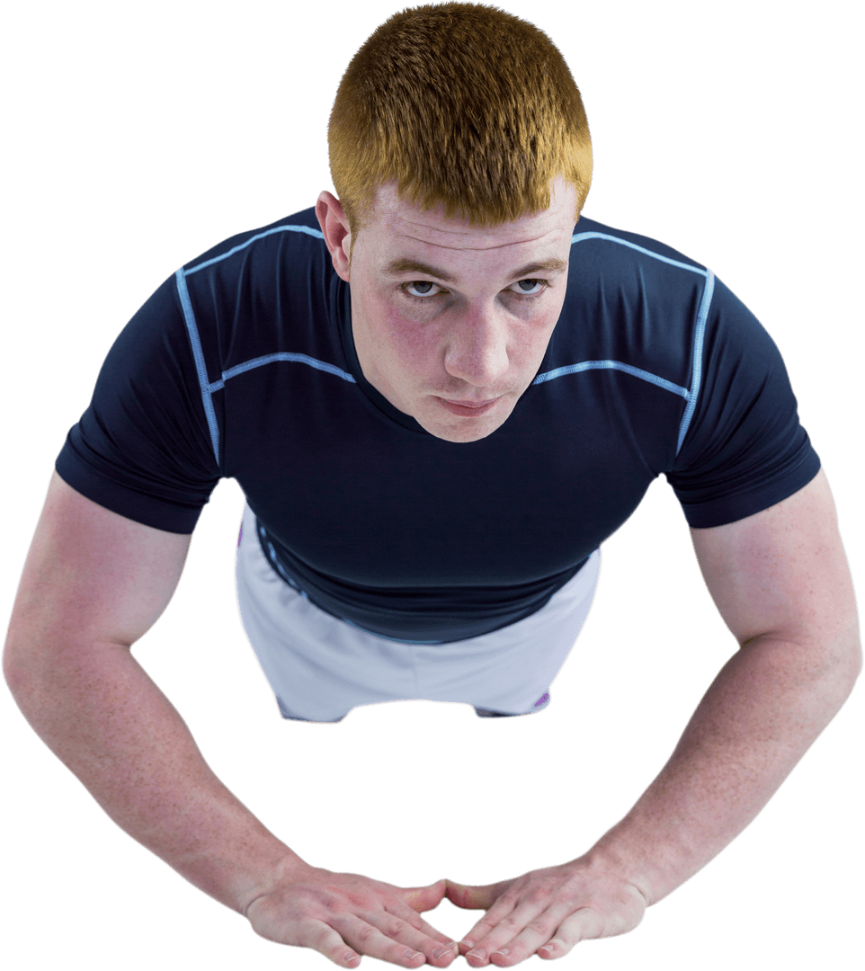 Fit Athlete Performing Diamond Push-Ups Transparent Background
