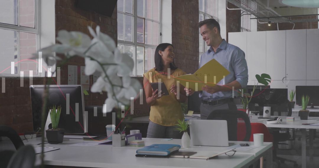 Co-working Professionals Collaborating in Modern Office Environment