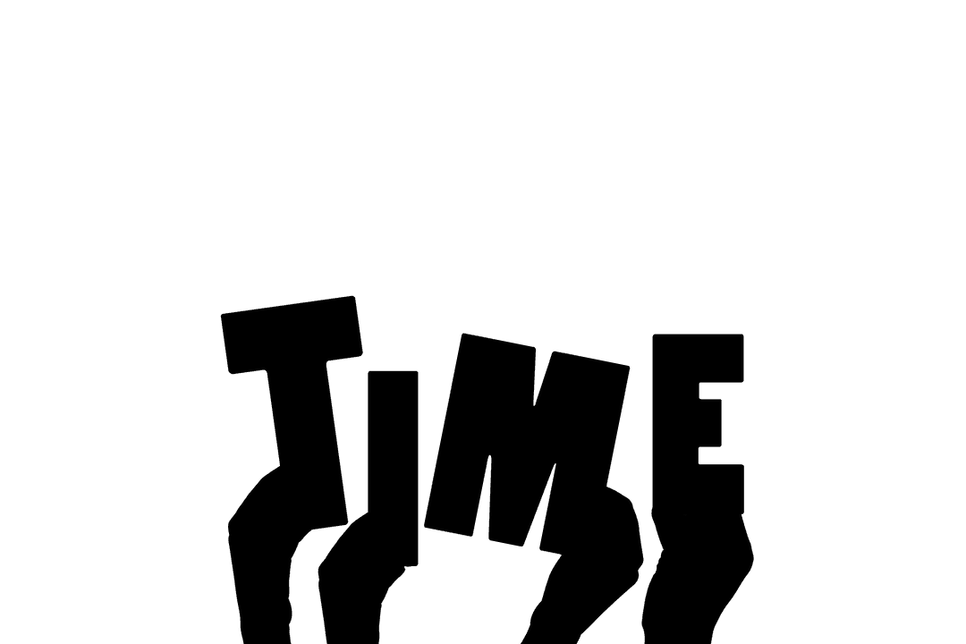 Hands Holding Time Text on Transparent Background