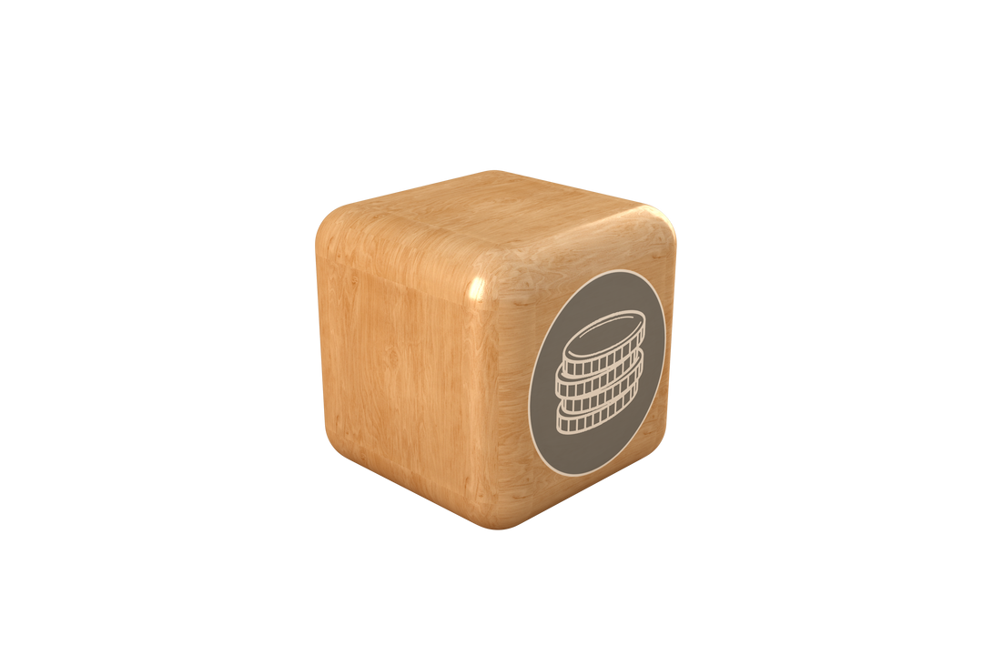 Wooden Cube with Coin Stack Icon Transparent Background - Download Free Stock Images Pikwizard.com