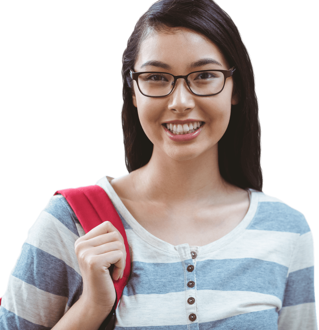 Transparent Background of Smiling Student Ready for School