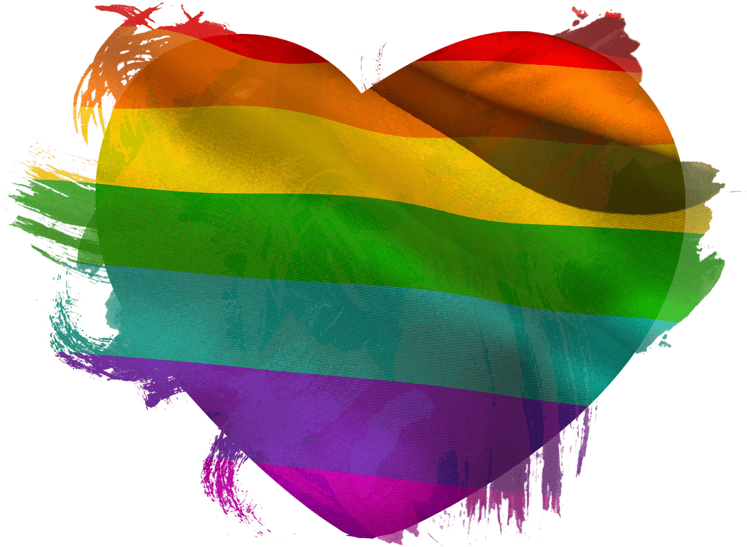 Vibrant Transparent Heart Showing Rainbow Pride Flag Colors Close-Up