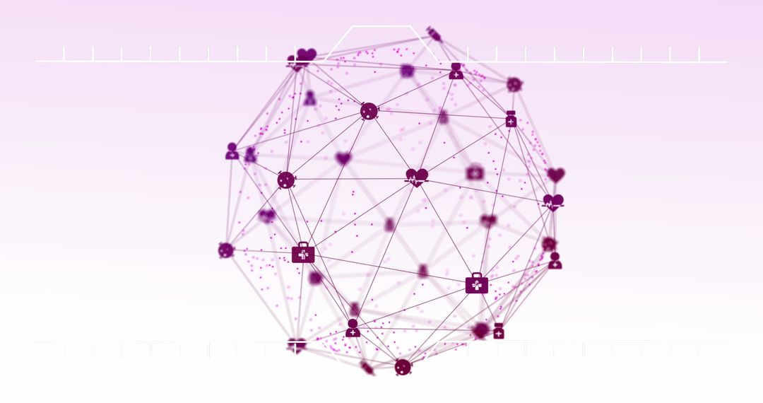 Digital Globe of Icons on Pink Gradient Technology Concept