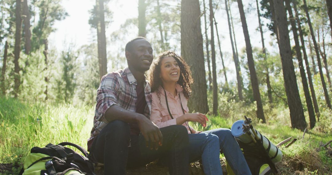 Couple Enjoying Nature Hike in Forest - Free Images, Stock Photos and Pictures on Pikwizard.com