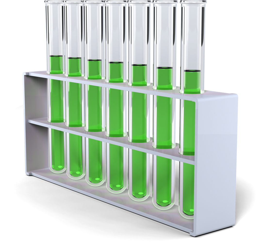 Transparent Test Tubes with Green Chemical Solutions in Rack - Download Free Stock Images Pikwizard.com