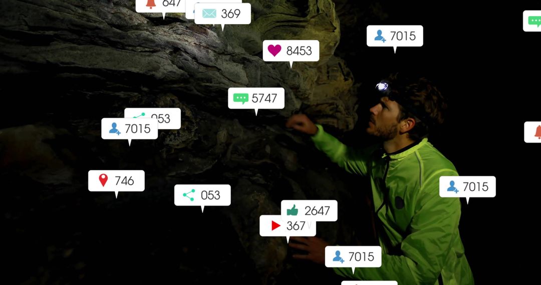 Adventurer Navigating Cave Environment Using Digital Media