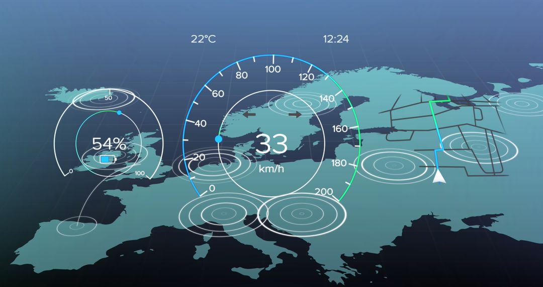 Futuristic Infographic Interface Over Europe Map