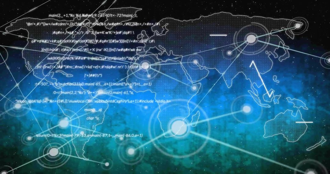 Digital Global Network and Data Connections Over World Map