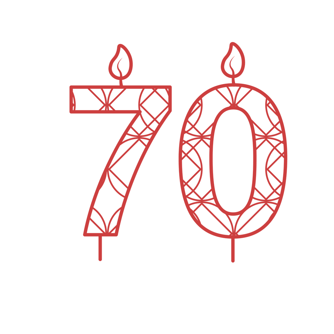 Red 70 Birthday Candle with Pattern on Transparent Background - Download Free Stock Images Pikwizard.com