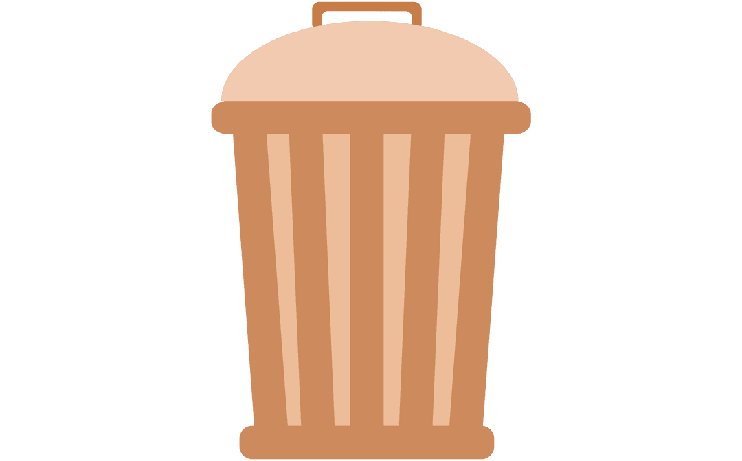 Brown Wastebasket with Lid on Transparent Background