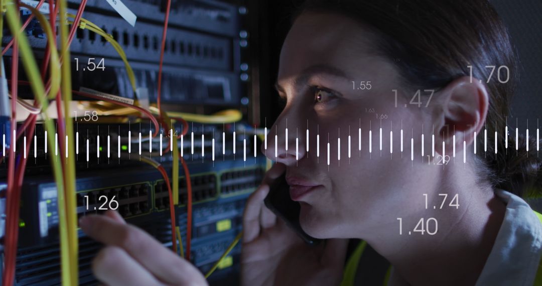 IT Engineer Analyzing Data Servers in Tech Environment