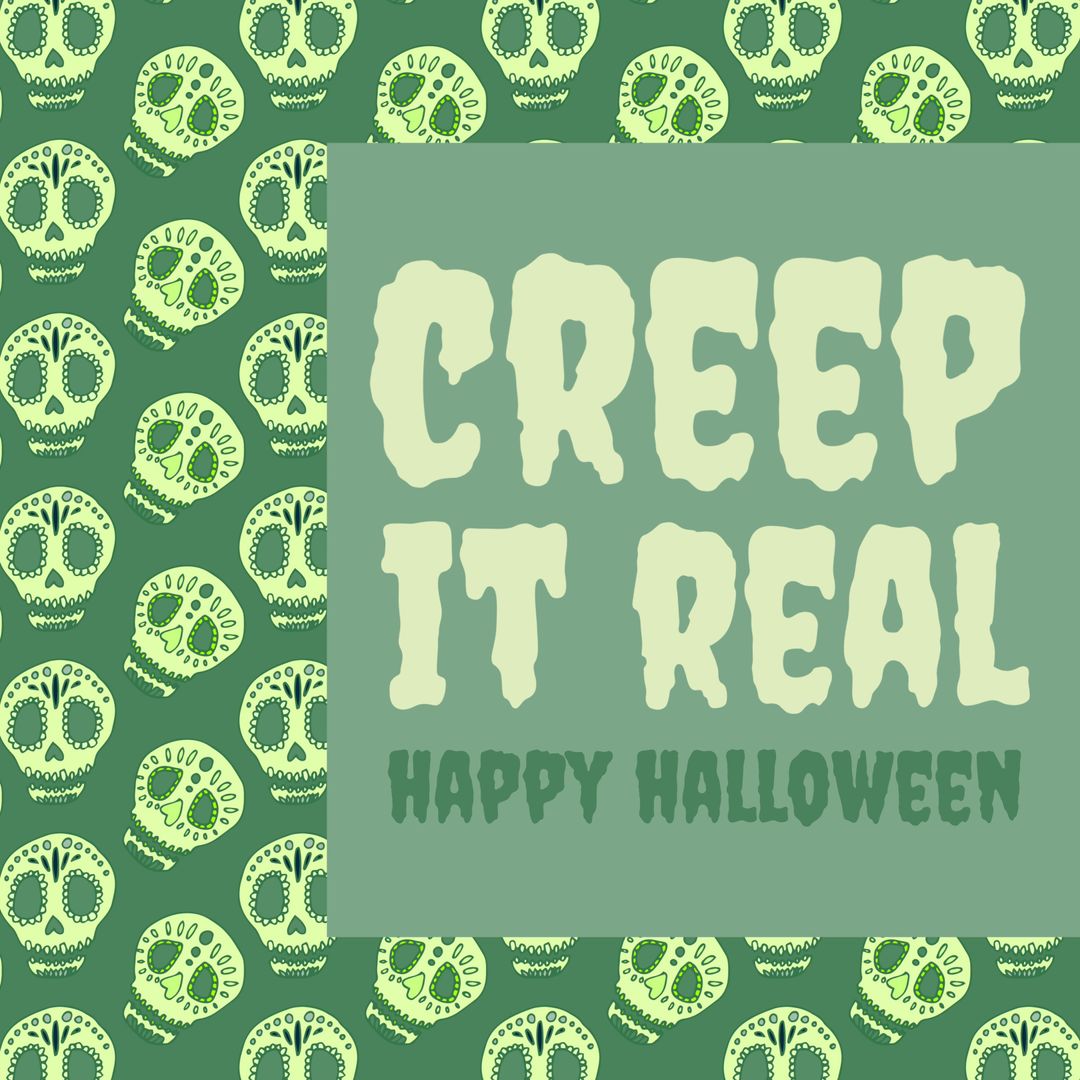 Playful Halloween Design with Skull Pattern and Creative Pun