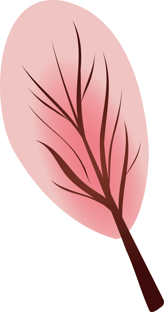 Stylized Botanical Branch on Transparent Pink Gradient Background