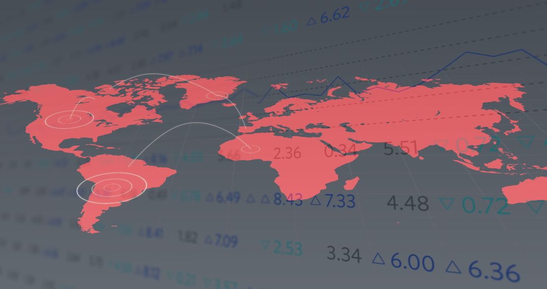 Global Financial Data Flows Over World Map Background