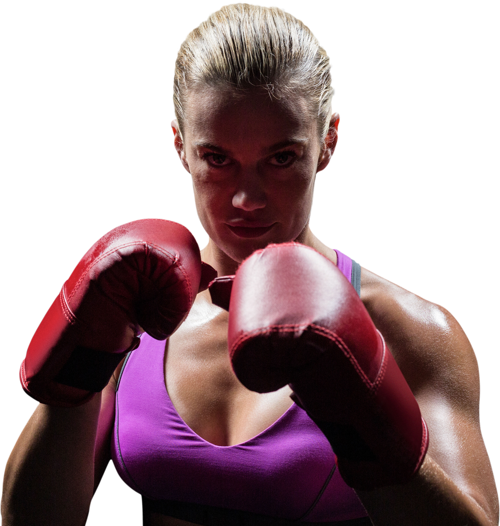 Strong Female Boxer Facing Opponent Isolated on Transparent Background - Download Free Stock Images Pikwizard.com