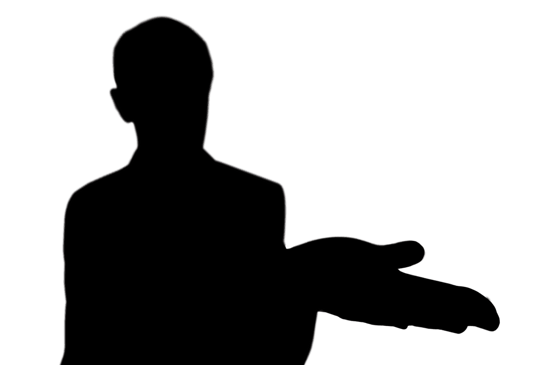 Silhouette of Woman with Open Hand Gesture on Transparent Background