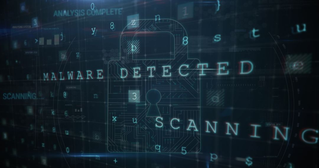 Futuristic Digital Interface with Malware Detected Alert