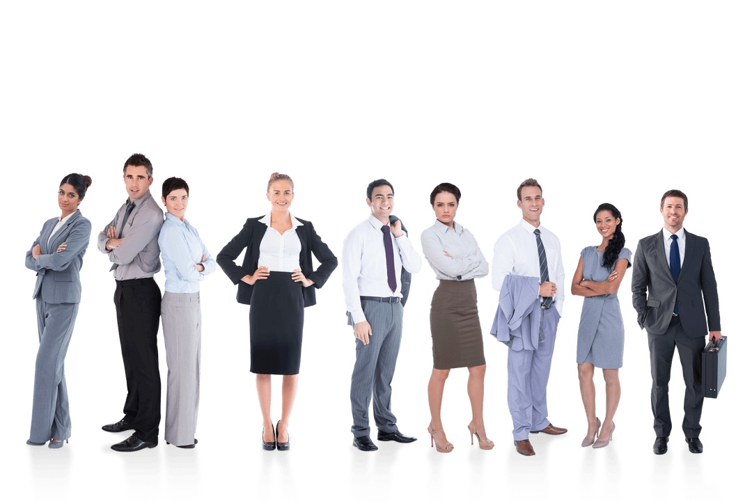 Diverse Business Team Standing with Transparent Background