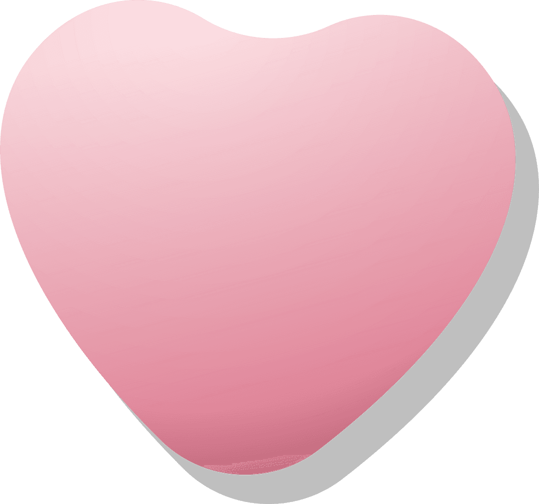 Simple Stylized Pink Heart with Transparency and Shadow