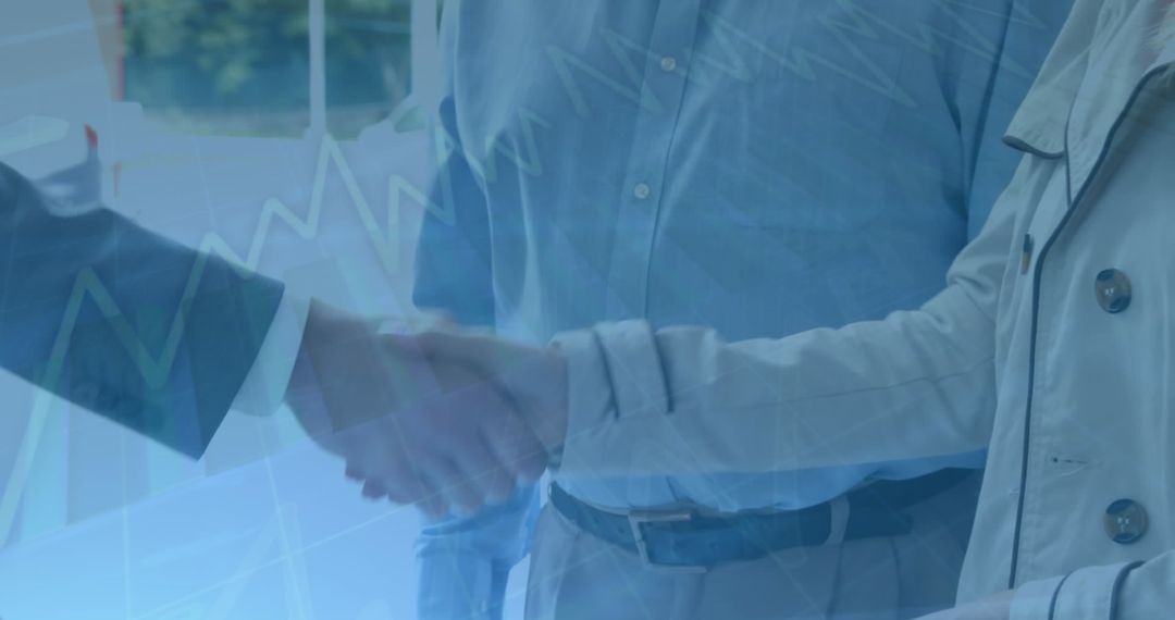 Digital Financial Analysis with Professionals Shaking Hands