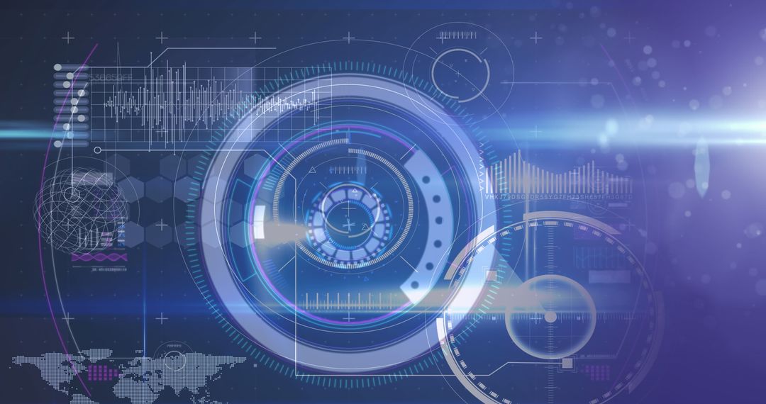 Futuristic Digital Interface with Abstract HUD Elements