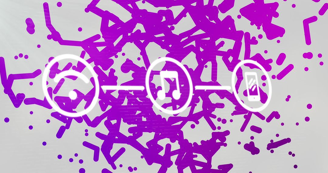 Digital Network Connections with Tech Icons and Purple Lines