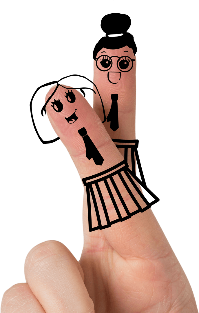 Transparent Anthropomorphic Smiley Faces on Fingers depicting Students