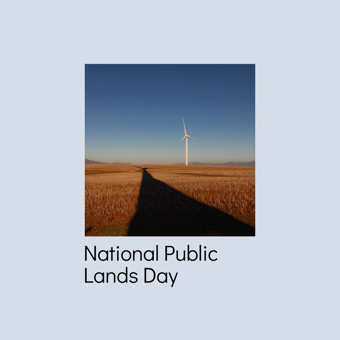 Wind Turbine in Open Field Highlighted for National Public Lands Day