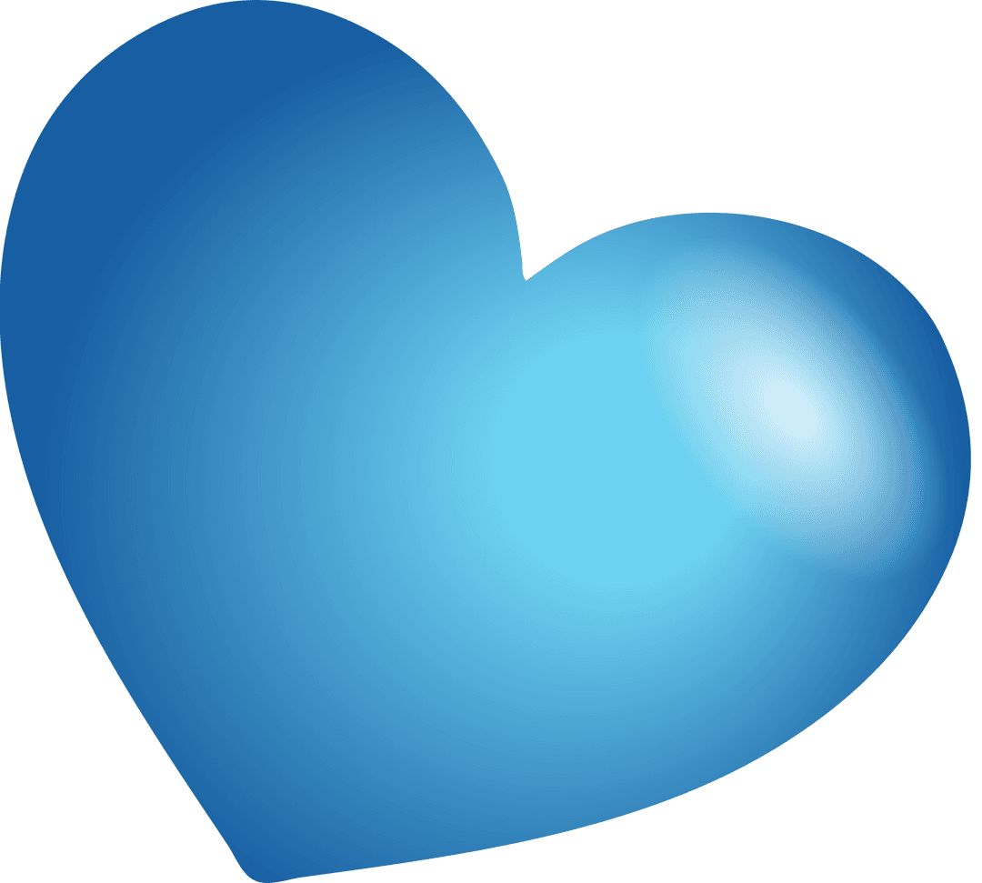Floating Blue Heart Icon with Gradient on Transparent Background