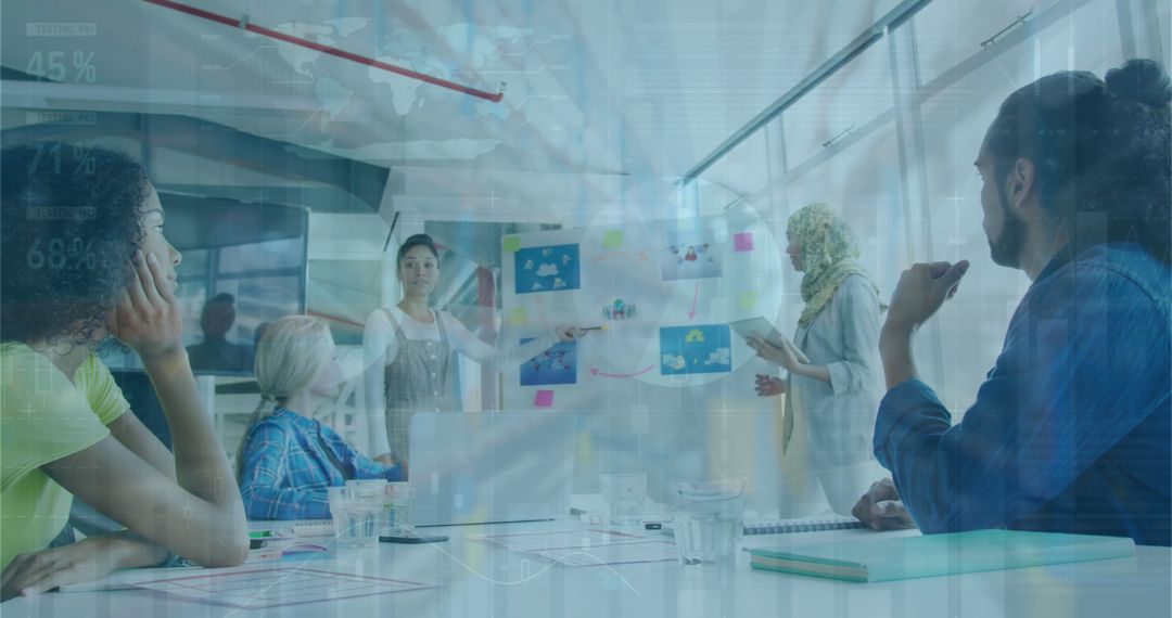 Diverse Team Collaborating with Financial Data Integration