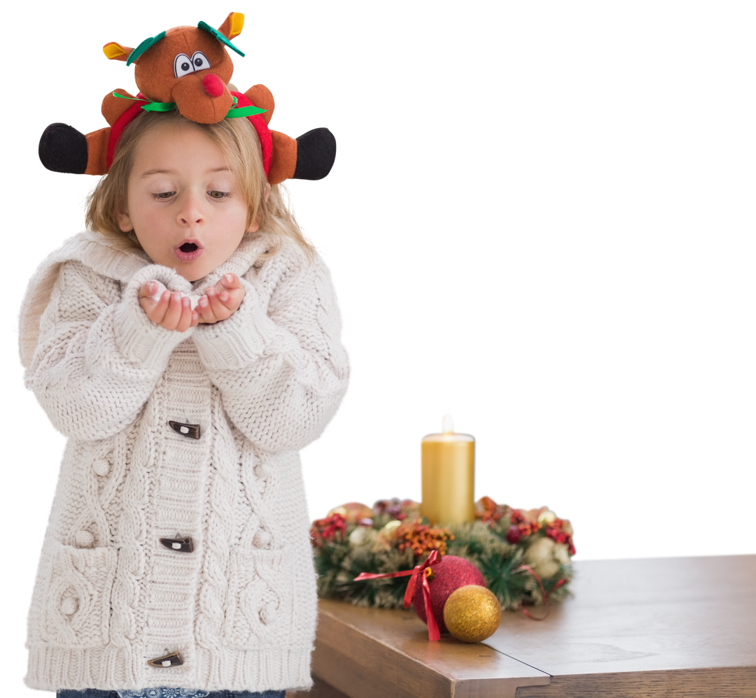 Young Girl Blowing Christmas Snowflakes on Transparent Background - Download Free Stock Images Pikwizard.com