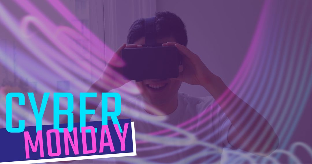 Cyber Monday Promotion with Person Enjoying Virtual Reality