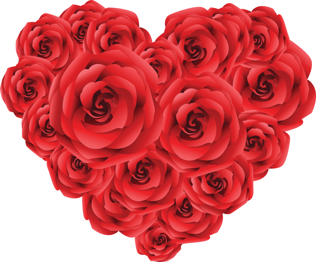 Heart Shaped Red Roses on Transparent Background for Romantic Designs