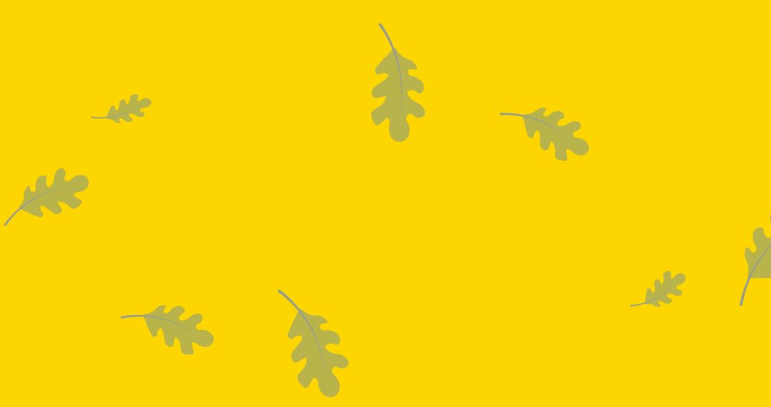Falling Leaves on Yellow Background Showcasing Seasonal Transition