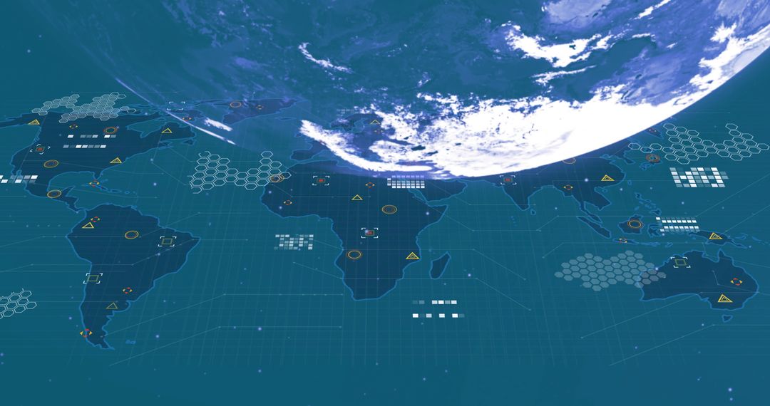 Global Network Connectivity Infographic with Digital Earth Map
