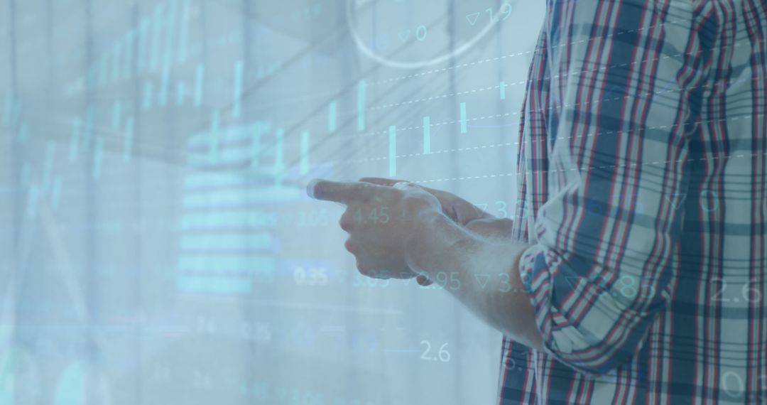 Businessman Analyzing Data on Digital Interface with Smartphone