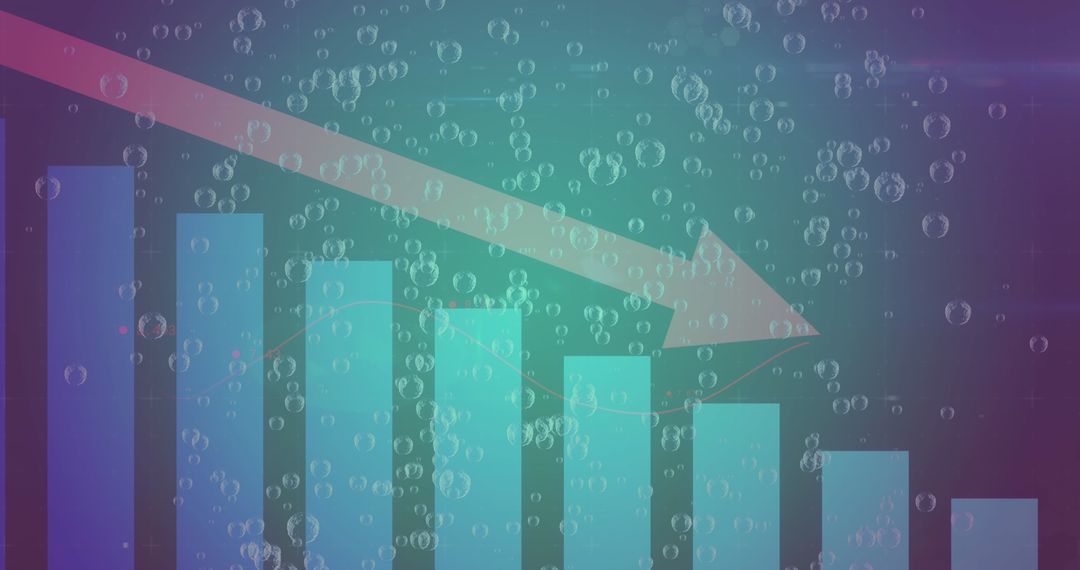 Falling bar graph and bubbles on digital interface