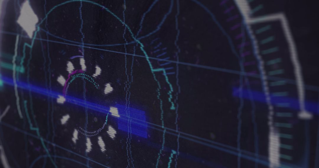 Futuristic Digital Interface with Neon Light and Glitch Line Effects