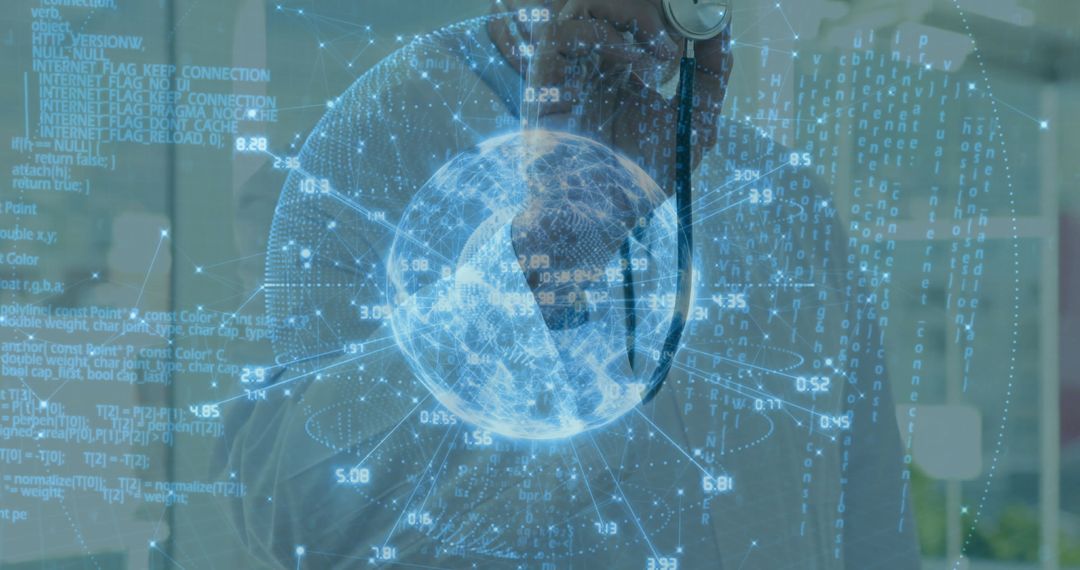 Healthcare Professional Engages with Digital Global Data Interface