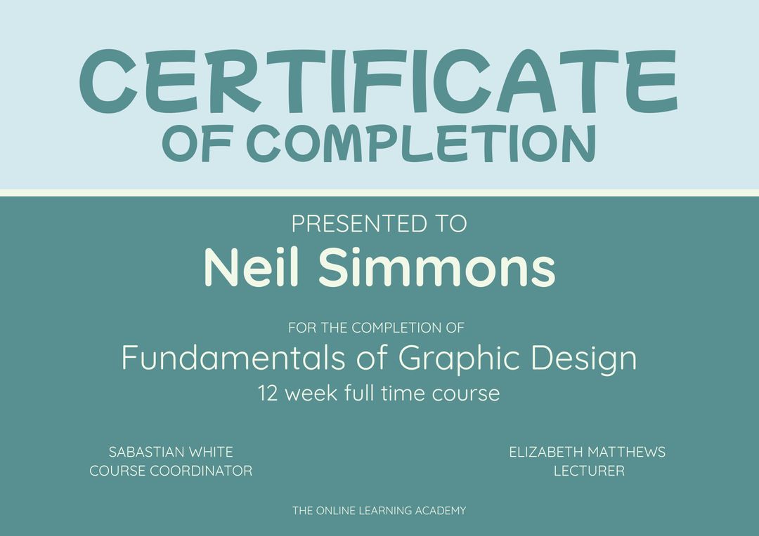 Modern Certificate of Completion Layout for Academic Courses - Download Free Stock Templates Pikwizard.com