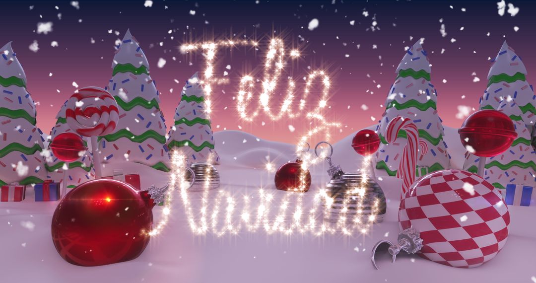 Sparkling Feliz Navidad in Festive Snowy Landscape