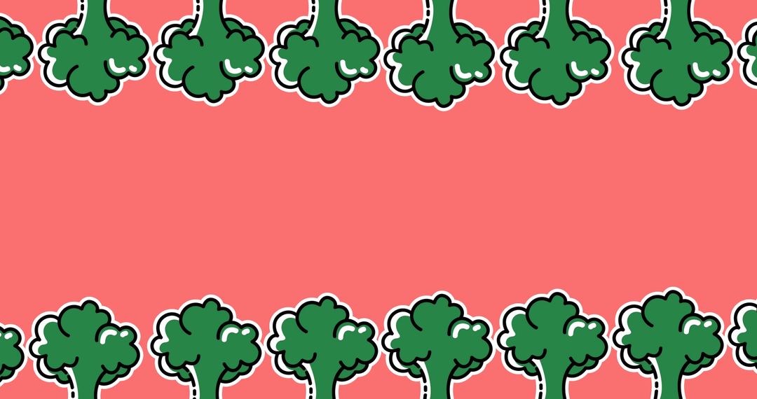 Animated Broccoli Border on Vibrant Pink Background