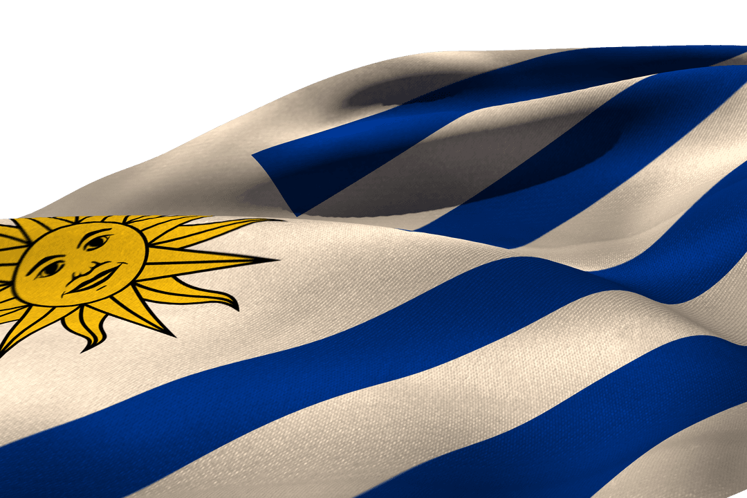 Uruguayan Flag with Transparent Background in Motion